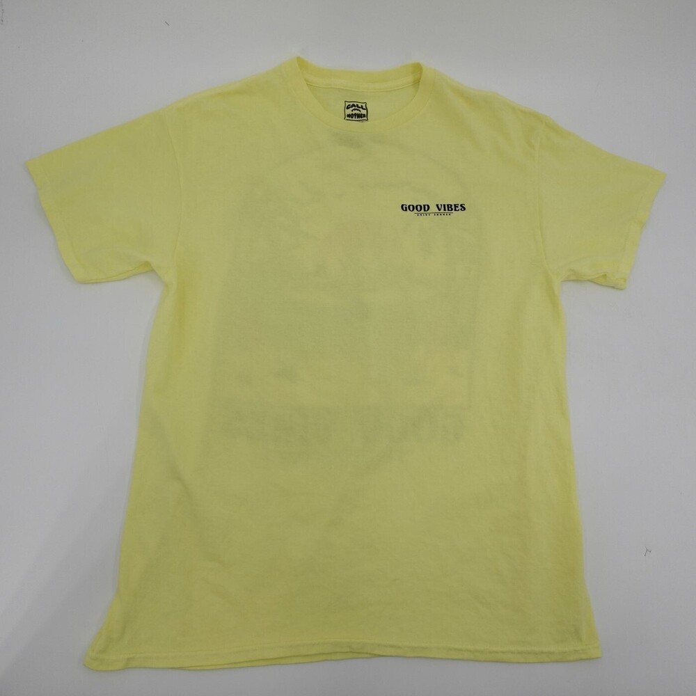 Call Your Mother Shirt Mens Large Yellow Graphic Good Vibes Beach Skeleton